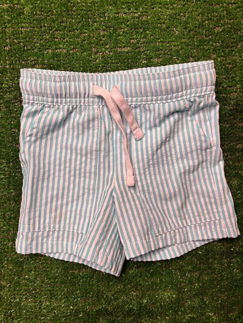 Adventurewear 360 Little Boys Blue & White Seersucker Pull-On Shorts Size 2